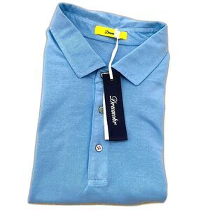 $205 Drumohr NWT Men's Size XL  Crepe Cotton MC Polo Blue Preppy Short Sleeve